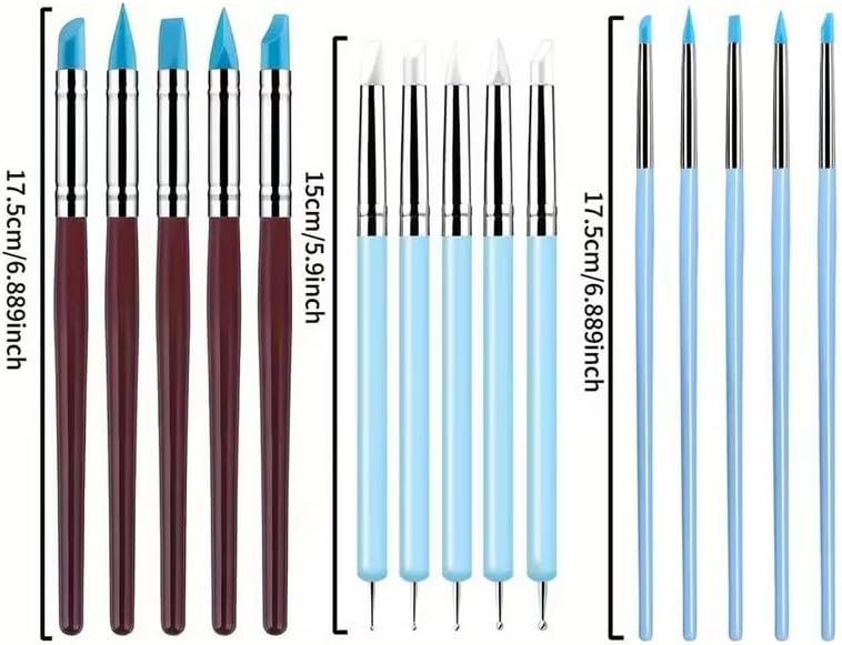 15 PCS Blue Clay Sculpting Tools Set, Professional Silicone Brushes & Dotting Tools Kit for Polymer Clay, Air Dry Clay, Pottery, Modeling & Crafting for Adult