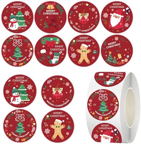 500Pcs Christmas Stickers Round Holiday Envelope Seals