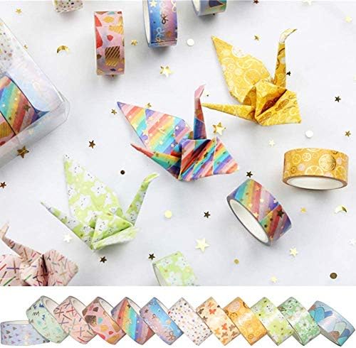 YUBBAEX Floral Gold Washi Tape Set VSCO Foil Masking Tape Decorative for Arts, DIY Crafts, Journal Supplies, Planners, Scrapbook, Card/Gift Wrapping -15mm- (Spring 12 Rolls)