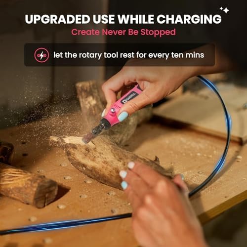 HARDELL Mini Cordless Rotary Tool, 43pcs Lightweight Rotary Tool Kit | Low noise, compact Type-C Charging Power Rotary Tool for Engraving, Sanding, Polishing, Drilling, Grinding, Small DIY Crafts