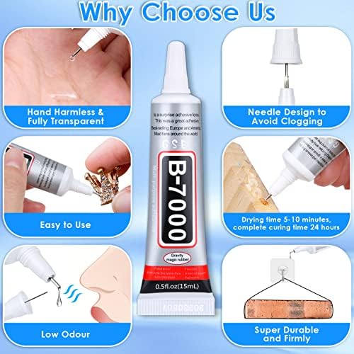 B7000 Jewelry Rhinestones Glue, Cludoo 5PCS B-7000 Clear Super Glue