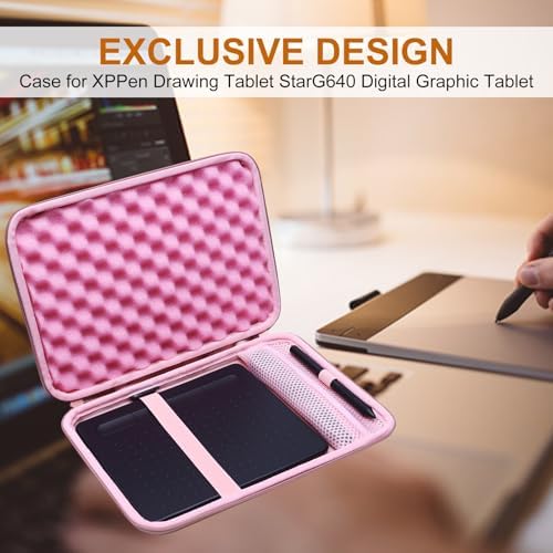 LTGEM Tablet Case for Wacom Intuos Small Graphics Drawing Tablet fits Model # CTL4100 or XPPen Graphics Tablet fits Model # StarG640 (Rose Gold)