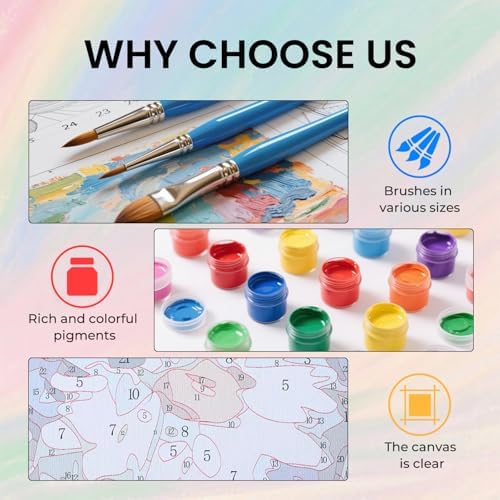 Amaieuin Highlan Cow Paint by Number Kit for Adults,Canvas Paint by Numbers for Adults,Cow Paint by Number Adult for Gifts and Home Wall 20x16in