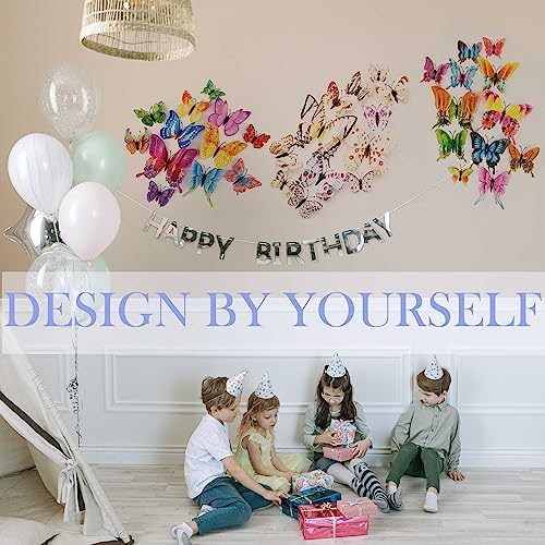 OPSEAM 3D Butterfly Wall Decor Butterfly Decorations Stickers with Magnets | 48 PCS White,12 Styles Double Layer Butterfly for Classroom Decoration,Locker Refrigerator, Reusable,Waterproof
