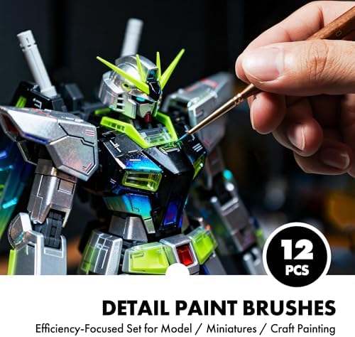 Artify Miniature Paint Brushes Set, 12pcs Fine Detail Brushes with Repeated Sizes, Precision Brushes for Miniature Painting, Models, Figurines & Crafts