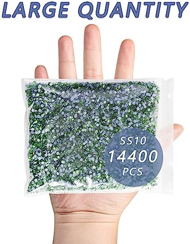 Beadsland Hotfix Rhinestones Bulk, Light Green, SS10, 14400pcs
