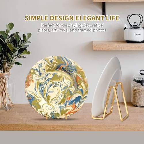 Plate Holder Easel Display Stand - 6 inch Metal Plate Stands for Display - Tabletop Picture Stand - Gold Iron Easels for Display Pictures | Photo Frames | Book | Decorative Plates | Plaque - 2 Pack
