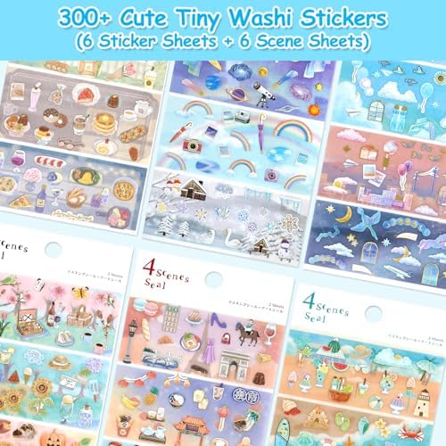 Japanese Planner Stickers, Gold Foil Washi Stickers, 12 Sheets