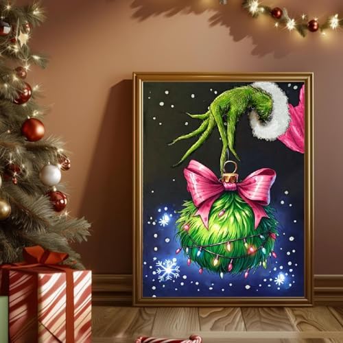 cdjlddww Christmas Diamond Art Kits for Adults, Diamond Painting for Adults Beginner, Diamond Dots Crystal Gem Art Kits for Home Decor(12x16Inch)