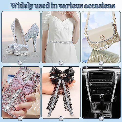 5 Yards Self Adhesive Rhinestone Ribbons, Silver Rhinestone Strips