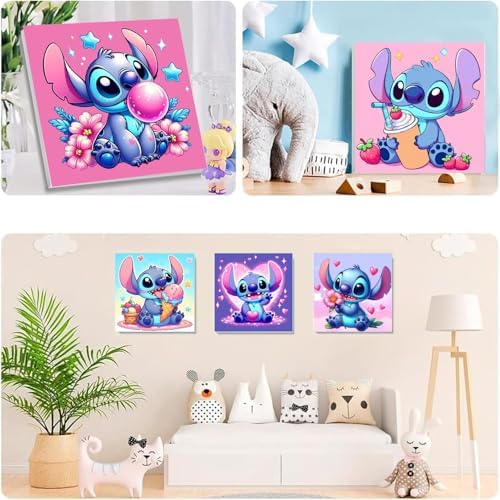 CraftyTime 6 Pack Cartoon Paint by Numbers Kits for Kids with Framed Canvas Paint by Number for Kids Ages 4-8-12, DIY Easy Acrylic Oil Painting Kits for Home Wall Decor (8X8inch)