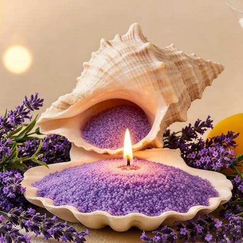 Natural Pearled Sand Candle,1.1LB Purple Sand Wax with 20 Wicks – Lavender Scented Candle, Relaxing Aromatherapy, Stress Relief, Long-Lasting Burn for Birthdays Christmas Anniversaries Home Decor