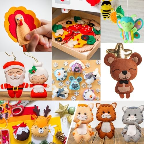 XSEINO 12 Rolls 8"x35"(20.5x90cm) 1.4mm Thick Soft Felt Fabric Sheet 12 Assorted Colors Felt Pack for DIY Craft Sewing Squares Nonwoven Patchwork