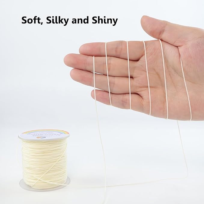 LUSTEMBER 0.8mm Nylon String, Strong Bracelet String, Durable Nylon Cord for Jewelry Making, Bracelets, Beading, Necklaces, Rattail Braiding, Kumihimo, Wind Chimes, Blinds and Handicrafts