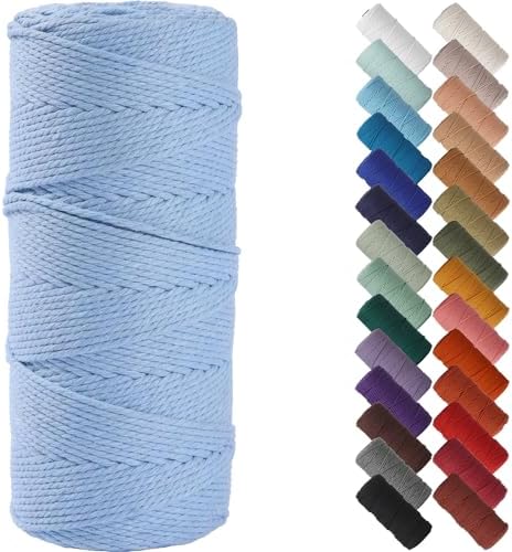 NOANTA Baby Blue Macrame Cord 2mm x 220yards, Cotton Rope Macrame Yarn