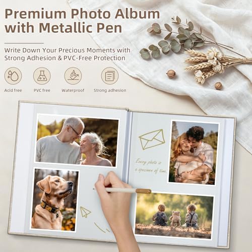 Popotop Photo Album Self Adhesive Scrapbook Album for 4x6 5x7 8x10 Pictures DIY Photo Book as Scrapbooking Supplies Kits, Birthday Gifts for Women Mom Wedding Baby Family Travel