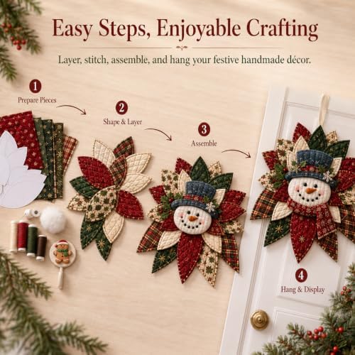 Giltpeak Quilted Door Hanger Kit, Christmas Door Hanging DIY Sewing Kit，A