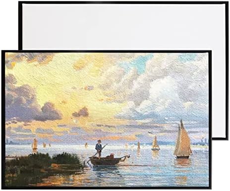 16"x20" Aluminum Canvas Frame with 9/10" Thickness Blank Stretched Canvas for DIY Oil Painting (Black)（2 Canvas+2Frames）