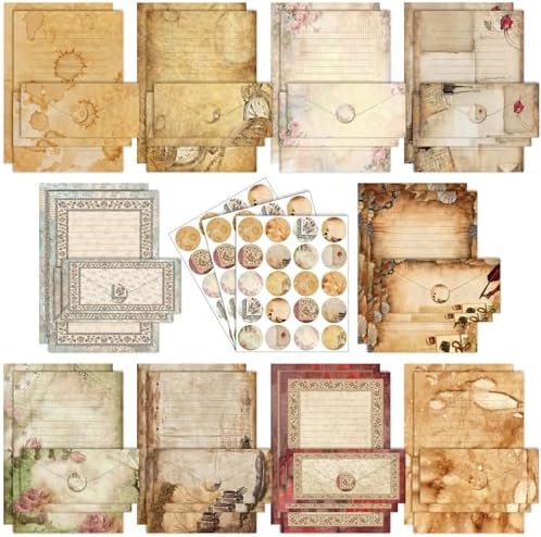 TaoBary 160 Pcs Vintage Stationery Paper and Envelopes Set, 8.5 x 11''