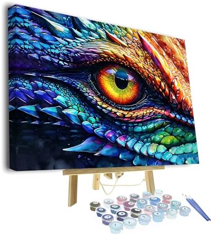 TUMOVO DIY Paint by Number for Adults Dragon Eye and Scales Paint by Numbers Kits for Adults Paintwork with Paintbrushes Color by Numbers Oil Painting Art Crafts 16"x20"(with Frame)