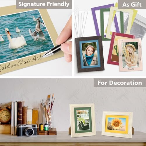 Golden State Art 10 Pack Mixed Color Picture Mats 5x7 For 4x6+backing+bags