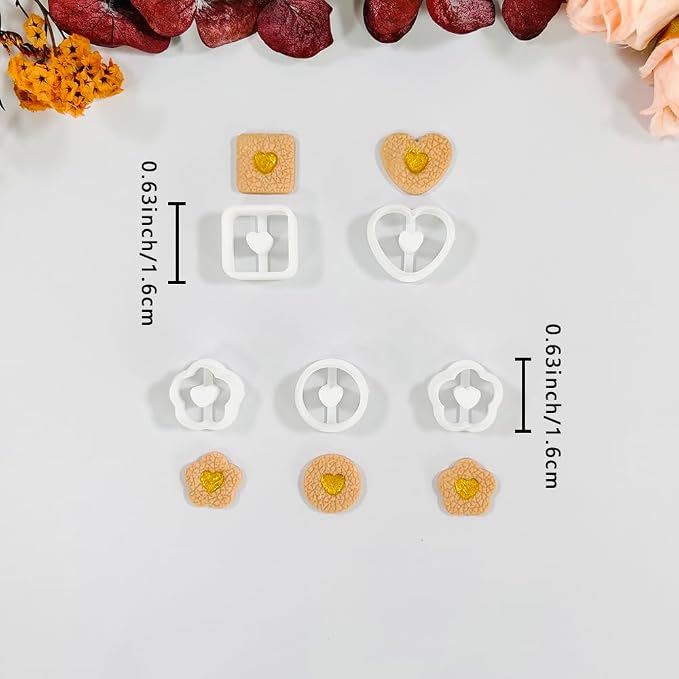 Xaekicr Heart Center Polymer Clay Cutters – 5 Shapes Clay Earring Cutters Set for DIY Jewelry – Polymer Clay Tools for Earrings & Crafts – Cute Clay Cutter Set for Valentine & Gift Projects