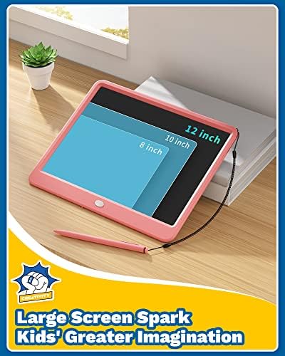 TEKFUN Toys 12" LCD Writing Tablet for Girls Ages 3–8, Cute Doodle Board Kids Love, Mess-Free Drawing Tablet for Creative Play, Great Christmas Birthday Gift for 4 5 6 7 8 Year Old Girs Pink