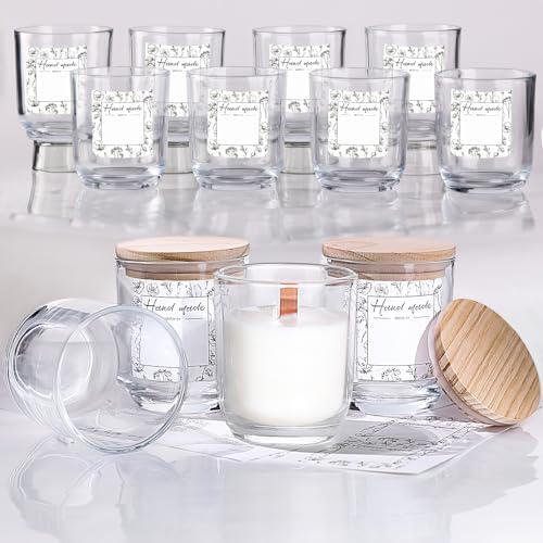 LETINE 8oz Glass Candle Jars with Lids - 12pcs Set for Candle Making, Versatile Storage of Herbs, Sugar Scrubs - Ideal Containers for DIY Gifts, Empty Candle Jars Kit with High Clarity & Durability