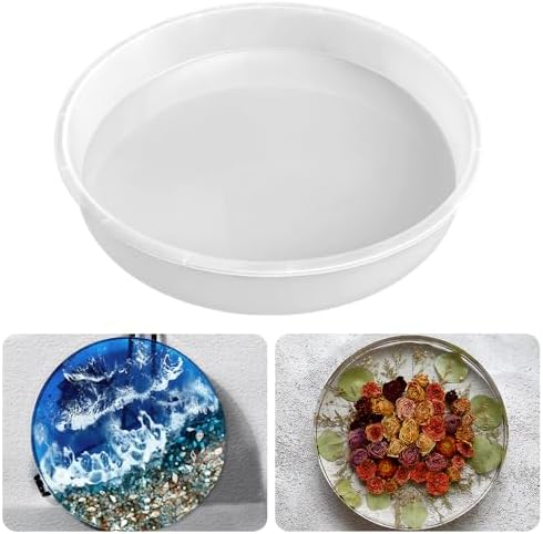 RESINWORLD 14" Round x 2" Deep XL Large Tray Mold, Shiny Silicone Tray Board Table Clock Mold for Epoxy Resin Casting, Floral Preservation Bouquet Resin Mold Home Decor