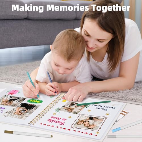 Vienrose Scrapbook Album Gift Set, 10x10 Inch, 40 White Pages, Light Green