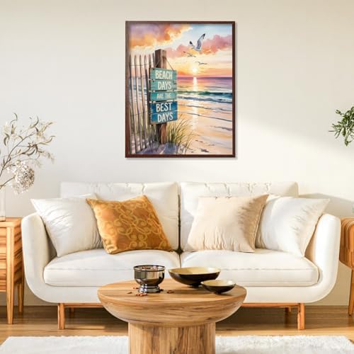 Paint by Numbers Kit for Adults, Beach DIY Acrylic Painting Kit, 16x20 Inch