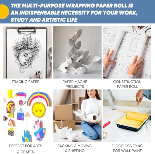 15" x 600" (50') Drawing Paper Roll, White Craft Bulletin Board Paper Roll