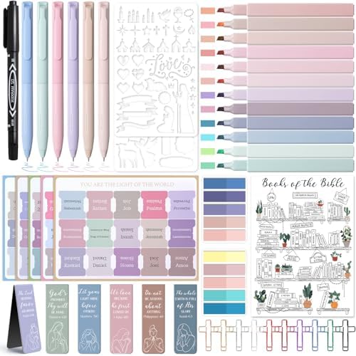 XKDOUS Bible Study Supplies, Bible Journaling Kit with Highlighters，Morandi