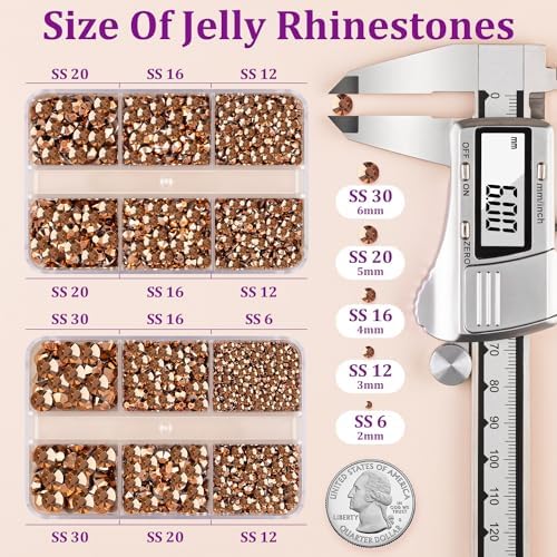 Resin Jelly Rhinestones for Crafting with B7000 Jewelry Glue, 2 Boxes Champagne Flatback Crystals with 2Pcs 10ml Glue, Bedazzling Non Hotfix Gems for DIY Tumblers Clothing Shoes Manicure