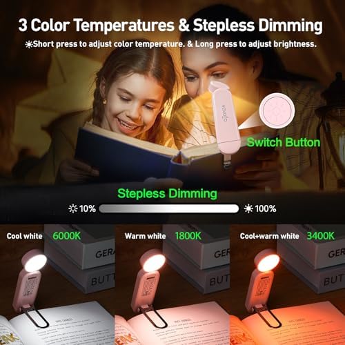 VAVOFO USB Rechargeable Book Light, Bookmark Clip on LED Reading Light