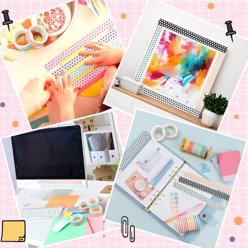 24 Rolls Polka Dot Washi Tapes for Back to School Gifts Crafts