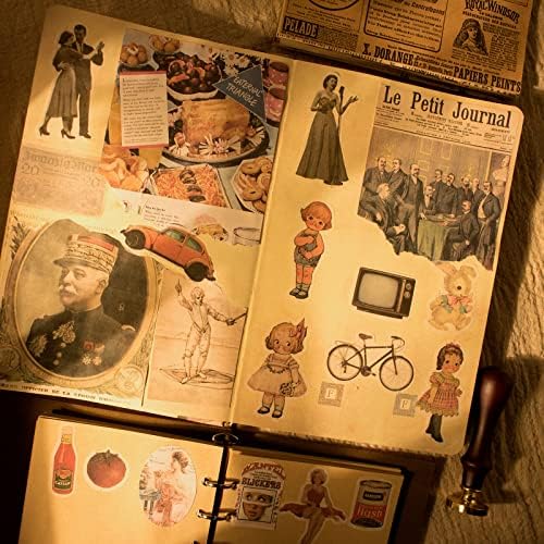 200Pcs Vintage Scrapbook Stickers, Aesthetic Junk Journal Stamping Supplies Kit, Scrapbooking Ephemera Washi Paper for Bullet Journaling Planners Diary Collage (Nostalgic)
