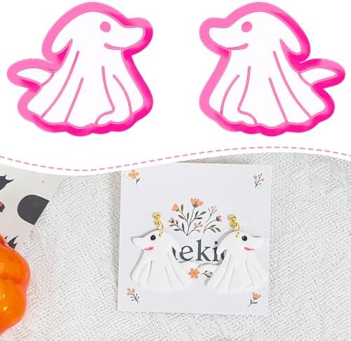 Xaekicr Halloween Ghost Dog Polymer Clay Cutters – Cute Clay Earring Cutters for DIY Jewelry Making, Polymer Clay Molds and Craft Tools, Set of 2