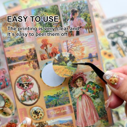 Cottagecore Vintage Floral Sticker Book 30 Sheets 500pcs Scrapbook Ephemera