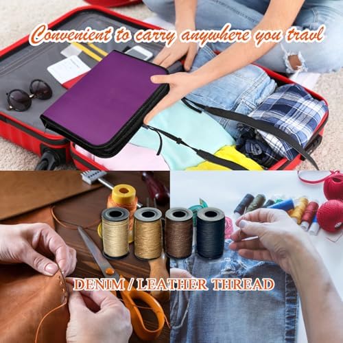 Sewing Kit with Case Portable Sewing Supplies for Home Traveler, Adults, Beginner, Emergency, Contains 60 Sewing Thread, Scissors, Needles, Measure etc（Dark Burgundy，XL)