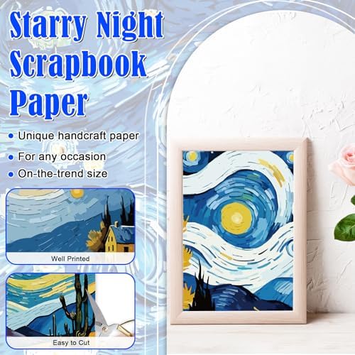 48 Sheets Celestial Scrapbook Paper,Starry Night Pattern Decorative Scrapbook Paper for Journals DIY Cards and Photo Albums,Aesthetic Craft Supplies