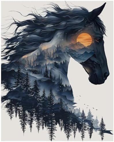 xcemhil Horse Paint by Numbers Kit for Adults, Horse Painting by Numbers, Adult Paint by Number Kits Suitable for Gifts and Interior Decor 16x20 Inch