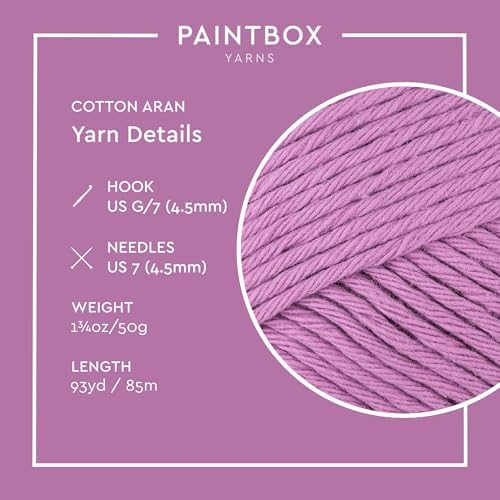 Paintbox Yarns 100% Cotton Aran Yarn 1.76oz / 50g, 93yds / 85m
