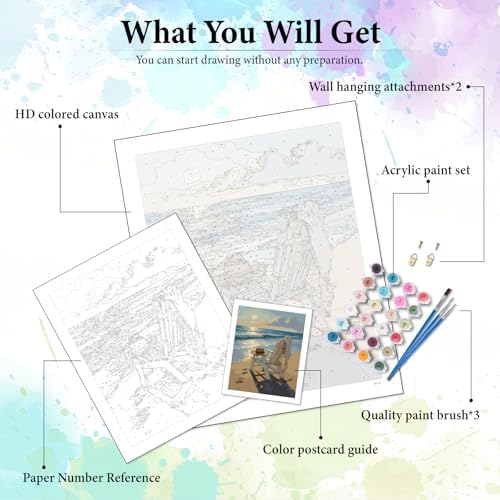 Dawnsphere Beach Paint by Numbers Kit for Adults Without Frame 16x20 in