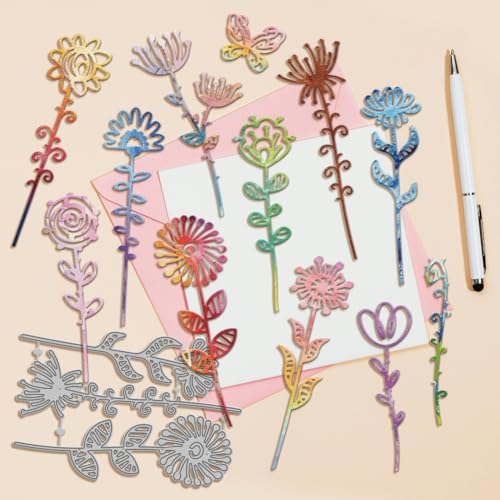 GLOBLELAND Artsy Stems Flowers Cutting Dies for Card Making Abstract Plants Cut Die for DIY Scrapbooking Journal Embossing Paper Craft Decor