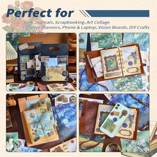 200+ Vintage Van Gogh Washi Stickers for Journaling & Scrapbooking
