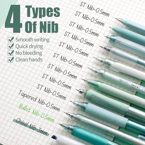 Four Candies Green Pens, Black Gel Ink, Forest - 12ct, 0.5mm Fine Point