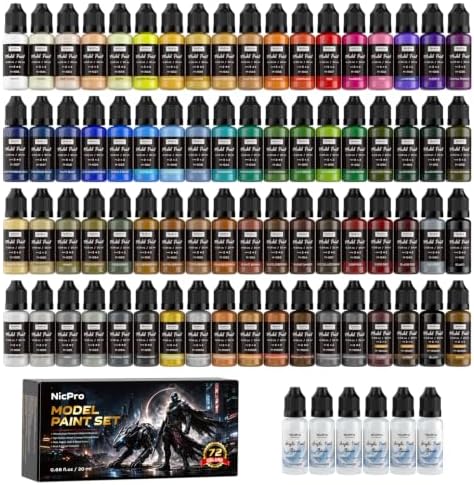 Nicpro 72 Colors Model Paint Set, 20ml Ready to Use Modeling Acrylic Paints