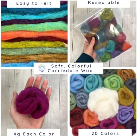 Living Dreams Yarn Needle Felting Premium Starter Kit, Colorful Corriedale