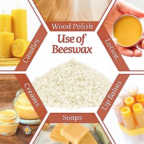 MicCai White Natural Beeswax Pellets 10LB, Organic Beeswax